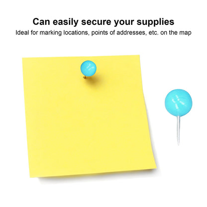 100Pcs Push Pins Map Tacks Steel Plastic Decorative Marking Pins for Cork Boards 9.5x20mm Blue V1294-YM0523-3117220052712