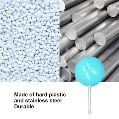 100Pcs Push Pins Map Tacks Steel Plastic Decorative Marking Pins for Cork Boards 9.5x20mm Blue V1294-YM0523-3117220052712