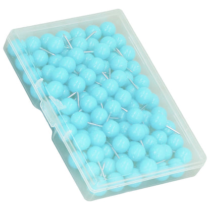 100Pcs Push Pins Map Tacks Steel Plastic Decorative Marking Pins for Cork Boards 9.5x20mm Blue V1294-YM0523-3117220052712