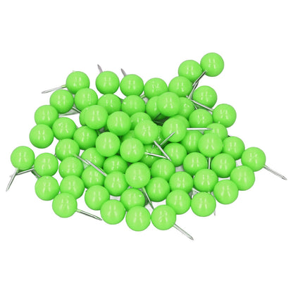 100Pcs Push Pins Map Tacks Steel Plastic Decorative Marking Pins for Cork Boards 9.5x20mm Green V1294-YM0523-3117220052713