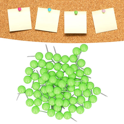 100Pcs Push Pins Map Tacks Steel Plastic Decorative Marking Pins for Cork Boards 9.5x20mm Green V1294-YM0523-3117220052713