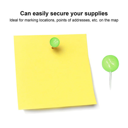 100Pcs Push Pins Map Tacks Steel Plastic Decorative Marking Pins for Cork Boards 9.5x20mm Green V1294-YM0523-3117220052713