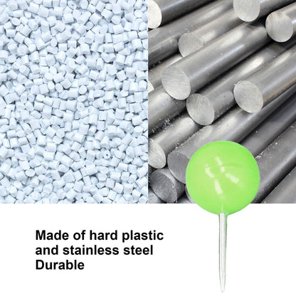 100Pcs Push Pins Map Tacks Steel Plastic Decorative Marking Pins for Cork Boards 9.5x20mm Green V1294-YM0523-3117220052713