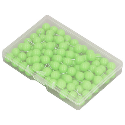 100Pcs Push Pins Map Tacks Steel Plastic Decorative Marking Pins for Cork Boards 9.5x20mm Green V1294-YM0523-3117220052713