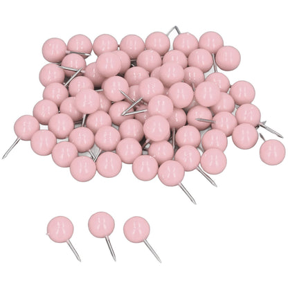 100Pcs Push Pins Map Tacks Steel Plastic Decorative Marking Pins for Cork Boards 9.5x20mm Pink V1294-YM0523-3117220052714
