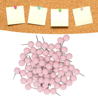 100Pcs Push Pins Map Tacks Steel Plastic Decorative Marking Pins for Cork Boards 9.5x20mm Pink V1294-YM0523-3117220052714