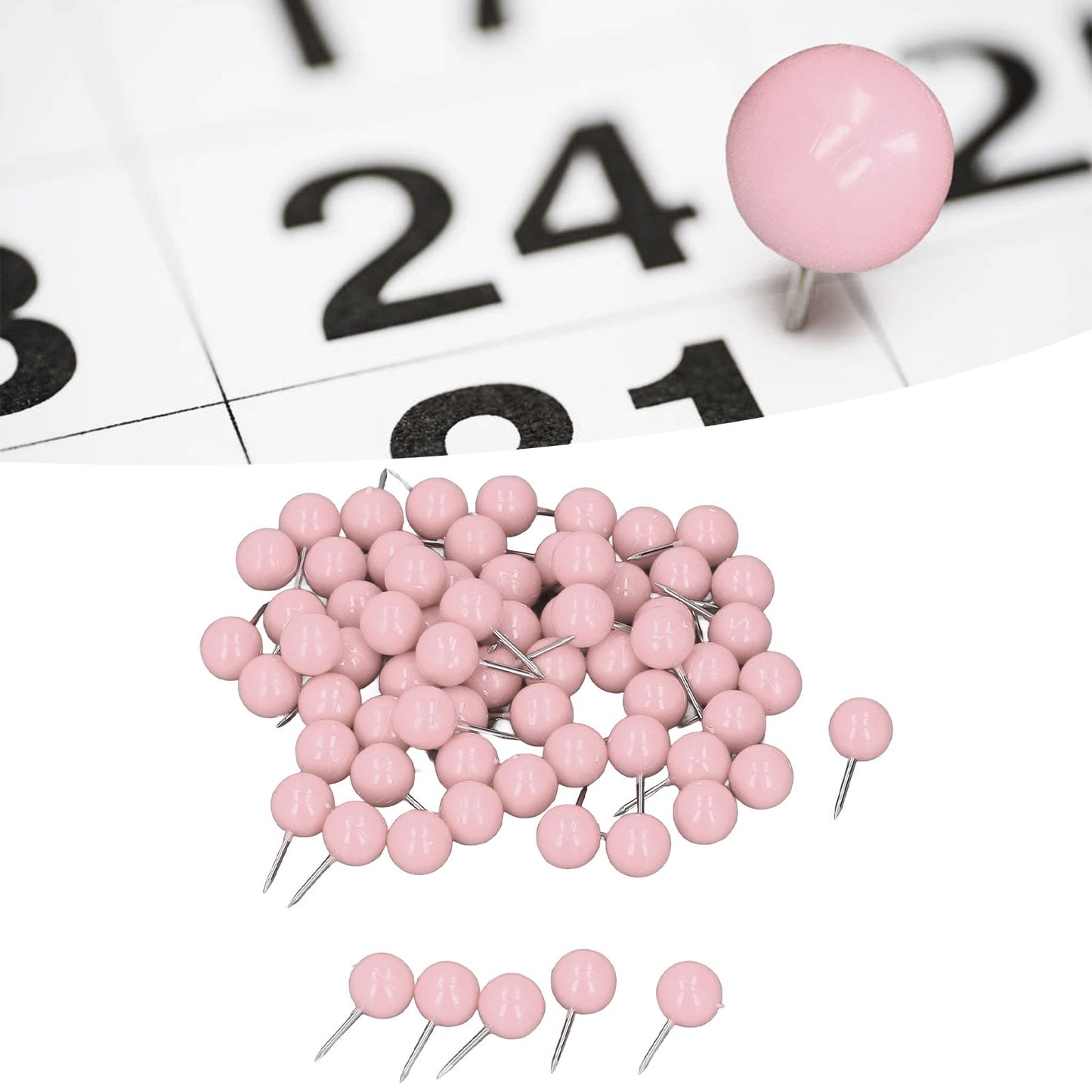 100Pcs Push Pins Map Tacks Steel Plastic Decorative Marking Pins for Cork Boards 9.5x20mm Pink V1294-YM0523-3117220052714