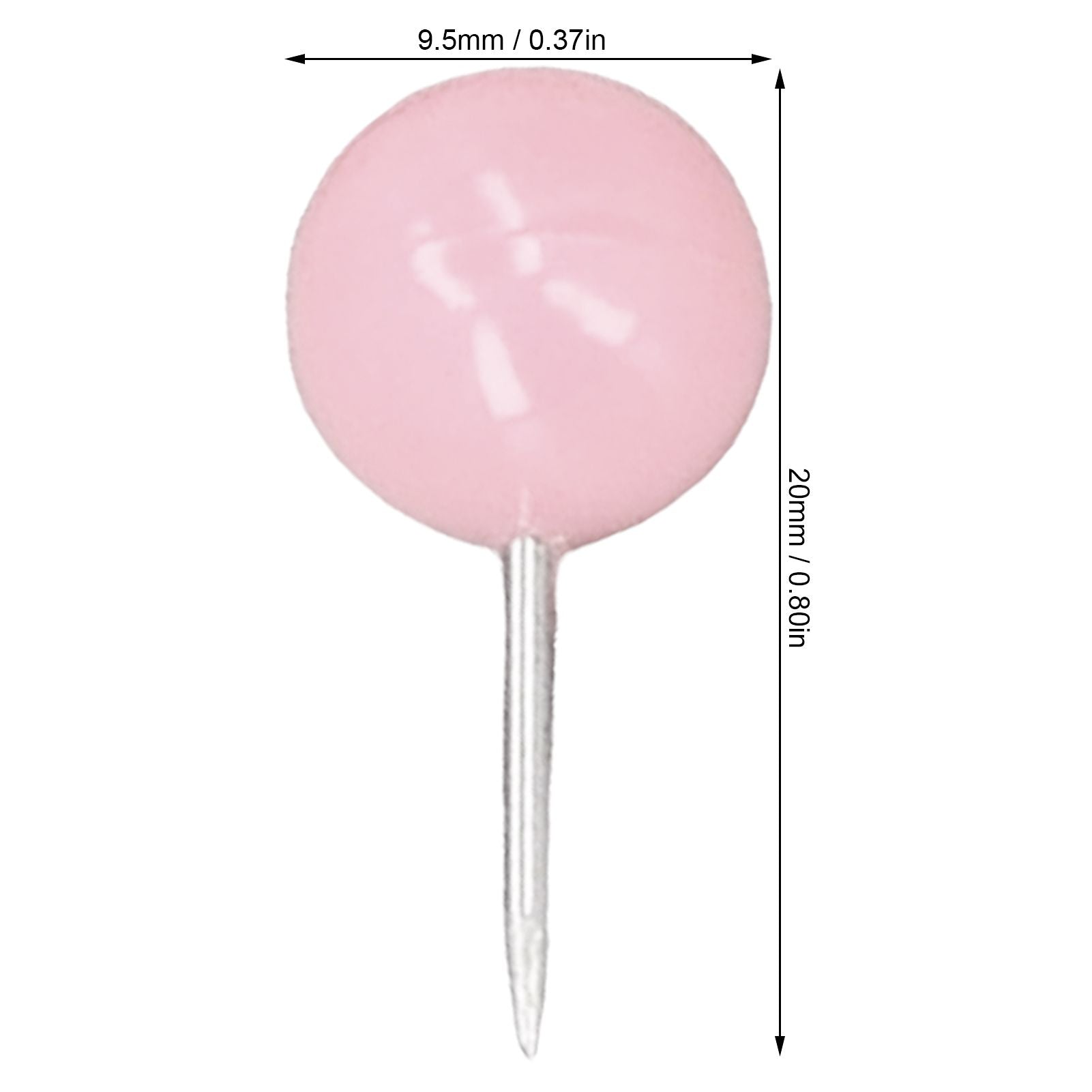 100Pcs Push Pins Map Tacks Steel Plastic Decorative Marking Pins for Cork Boards 9.5x20mm Pink V1294-YM0523-3117220052714