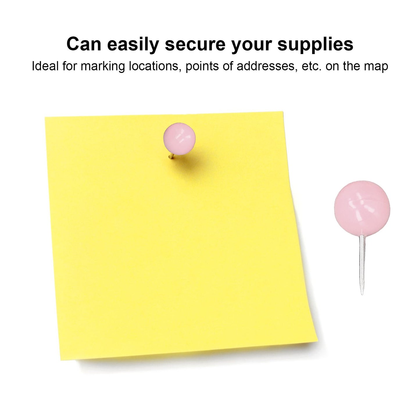 100Pcs Push Pins Map Tacks Steel Plastic Decorative Marking Pins for Cork Boards 9.5x20mm Pink V1294-YM0523-3117220052714