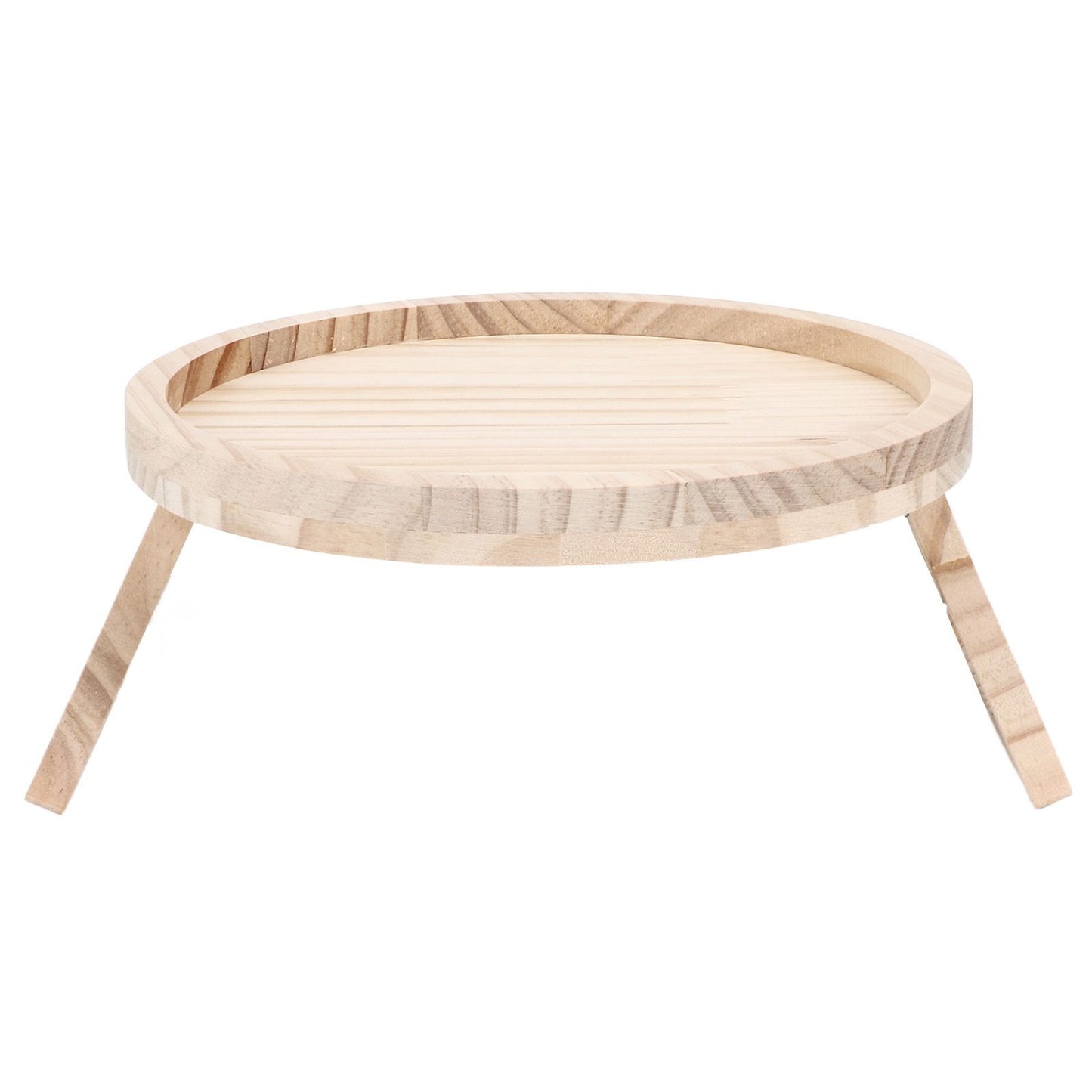 Clip On Tray Natural Bamboo 9.8in Round Home Couch Sofa Armrest Clip Tray Table for Snack Coffee Tee Remote V1294-YM0523-3117220056711
