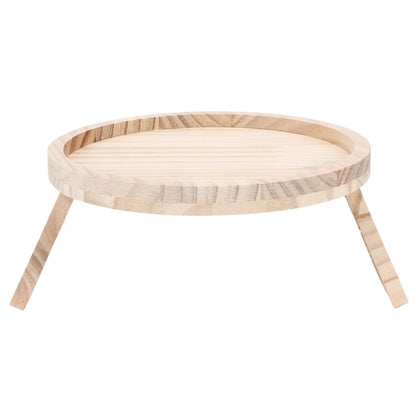 Clip On Tray Natural Bamboo 9.8in Round Home Couch Sofa Armrest Clip Tray Table for Snack Coffee Tee Remote V1294-YM0523-3117220056711