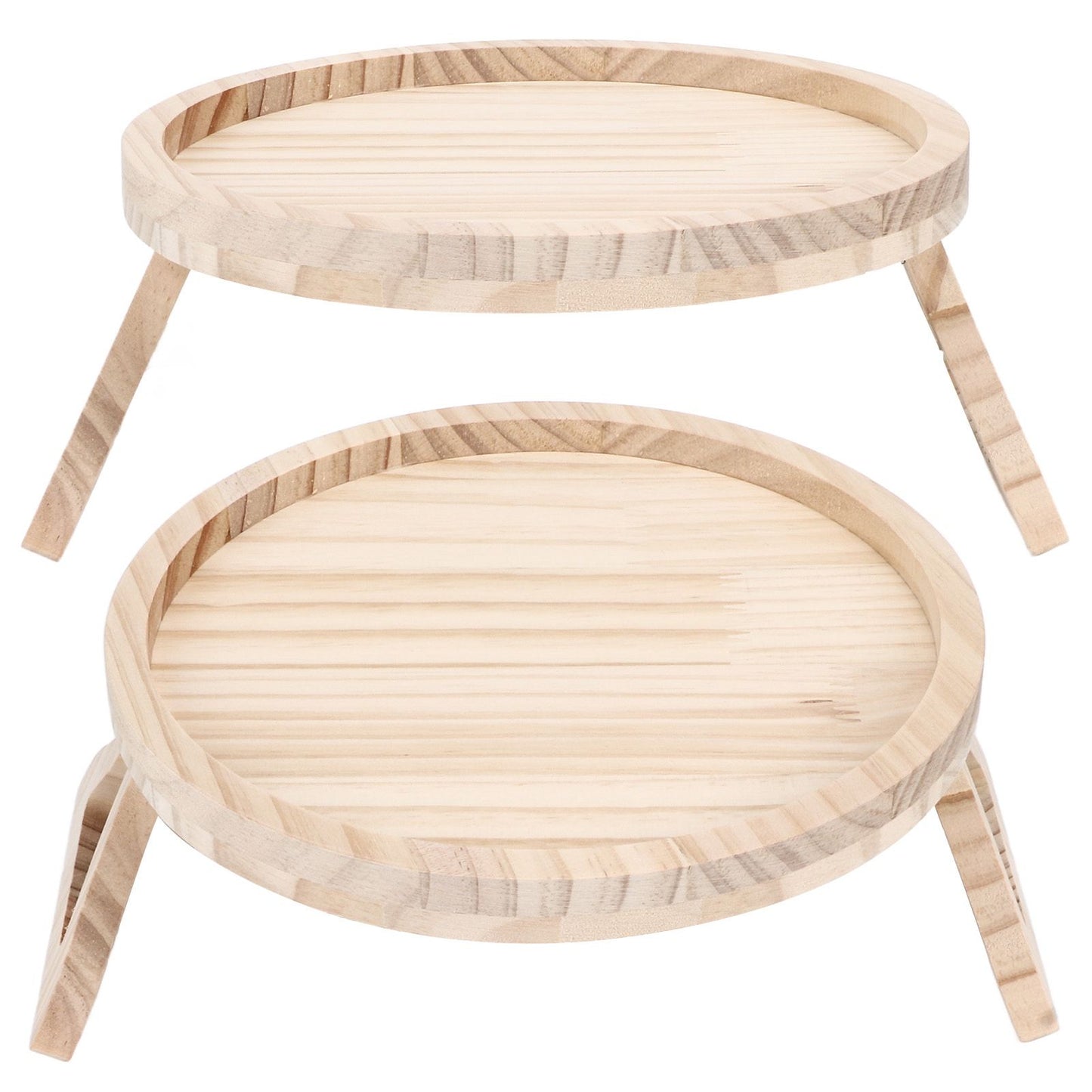 Clip On Tray Natural Bamboo 9.8in Round Home Couch Sofa Armrest Clip Tray Table for Snack Coffee Tee Remote V1294-YM0523-3117220056711