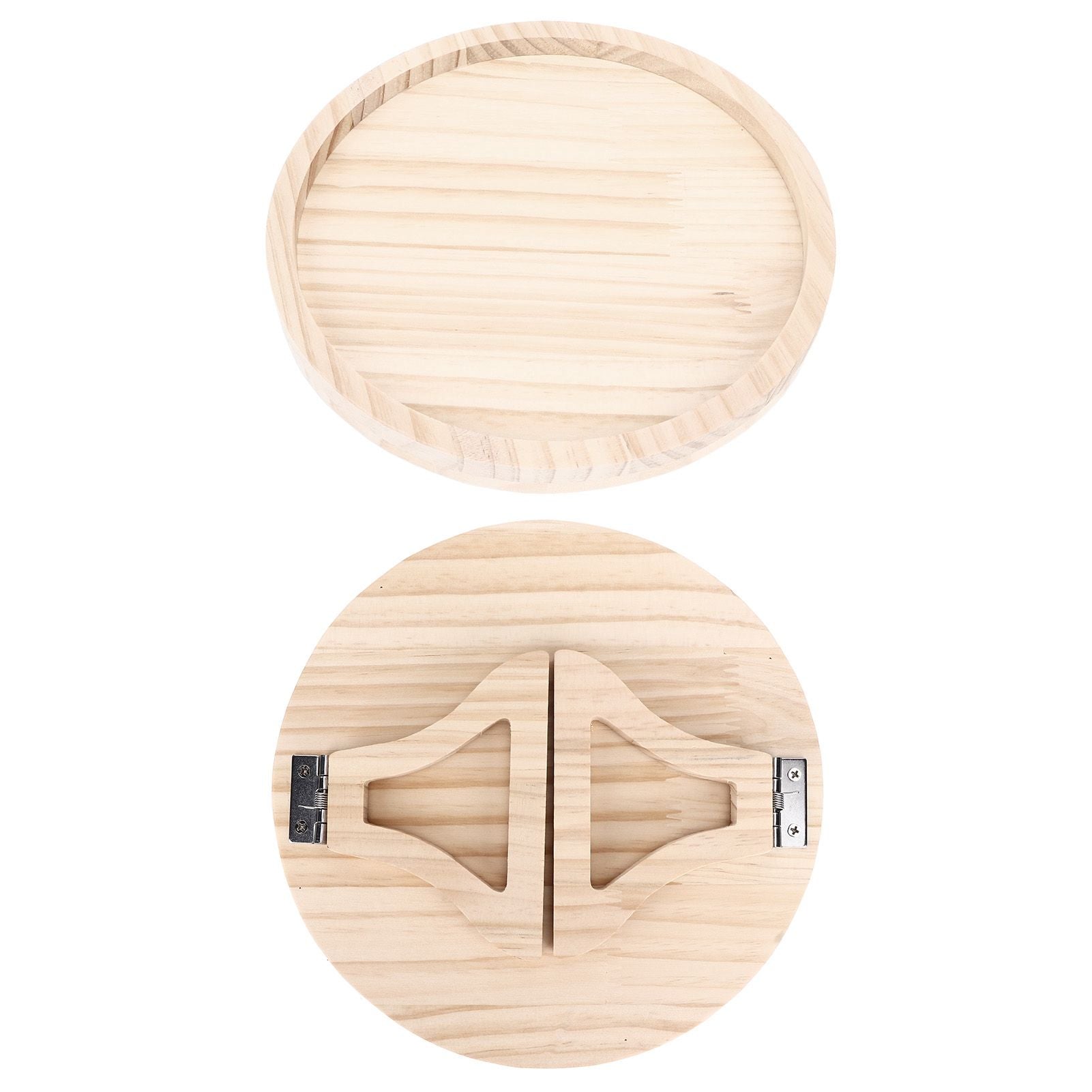 Clip On Tray Natural Bamboo 9.8in Round Home Couch Sofa Armrest Clip Tray Table for Snack Coffee Tee Remote V1294-YM0523-3117220056711