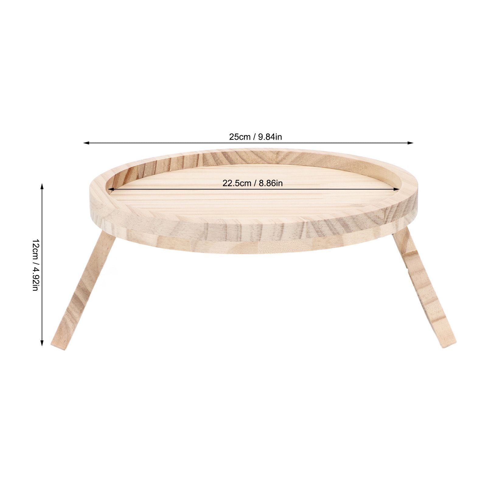Clip On Tray Natural Bamboo 9.8in Round Home Couch Sofa Armrest Clip Tray Table for Snack Coffee Tee Remote V1294-YM0523-3117220056711