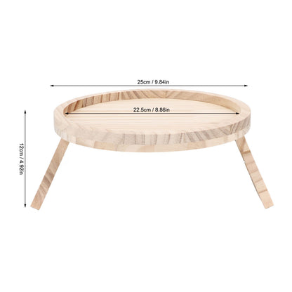 Clip On Tray Natural Bamboo 9.8in Round Home Couch Sofa Armrest Clip Tray Table for Snack Coffee Tee Remote V1294-YM0523-3117220056711