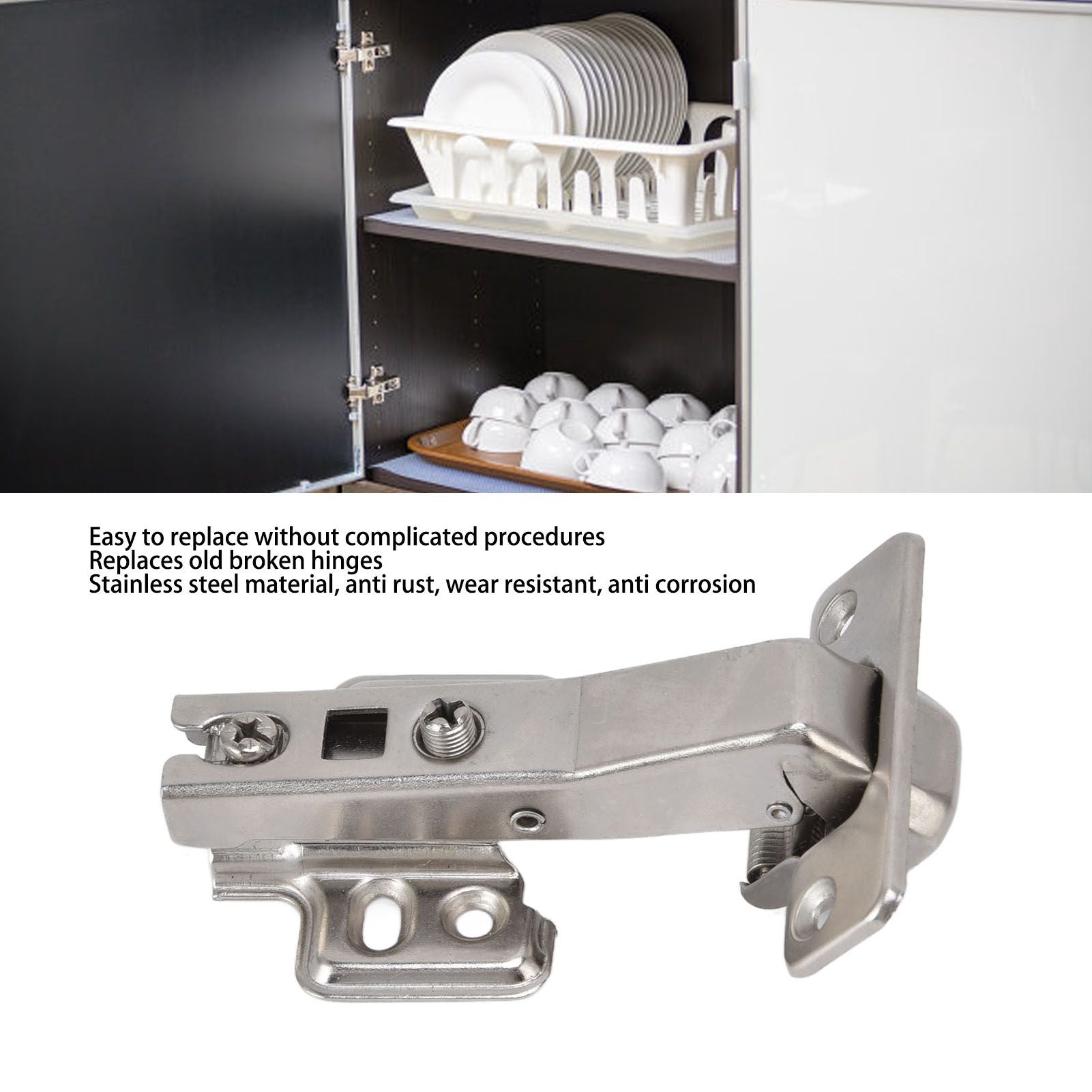 5Pcs Hydraulic Buffer Hinge Reduce Noise Closing Speed Anti Rust Cabinet Door Butt Hinge for Home Wardrobes V1294-YM0523-3117220058711