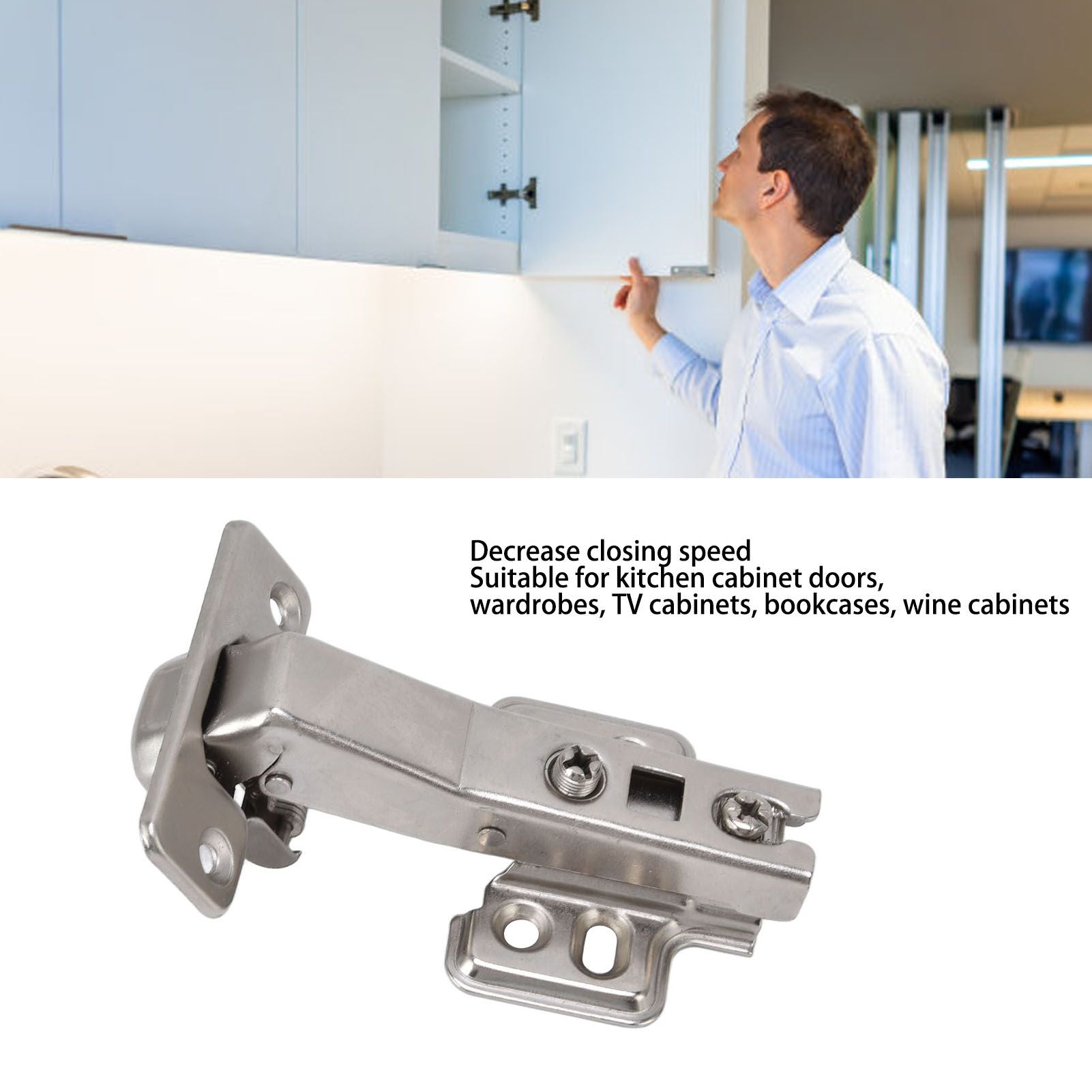 5Pcs Hydraulic Buffer Hinge Reduce Noise Closing Speed Anti Rust Cabinet Door Butt Hinge for Home Wardrobes V1294-YM0523-3117220058711