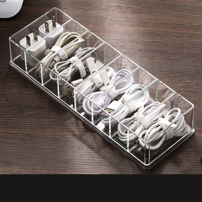 Desktop Data Cable Storage Box See Through Charge Cable Organizer Box Electronic Accessories Case 8 Grid Basic V1294-YM0523-3117220059211