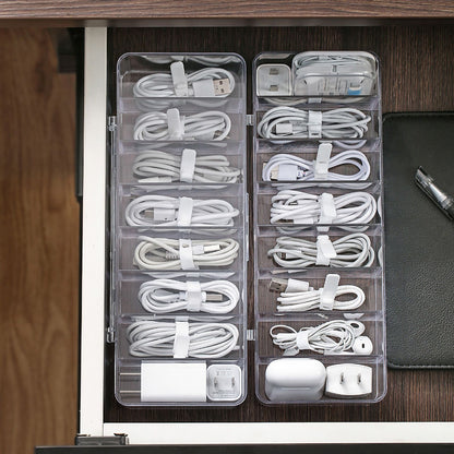 Desktop Data Cable Storage Box See Through Charge Cable Organizer Box Electronic Accessories Case 8 Grid Basic V1294-YM0523-3117220059211