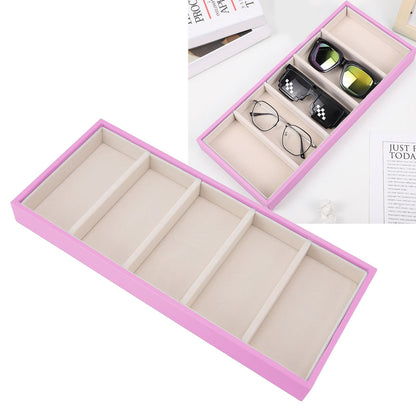 5 Grid Glasses Case Multifunction Space Saving 5 Slot Sunglasses Holder Storage Box Pink V1294-YM0523-3117220060812