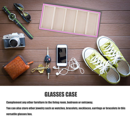 5 Grid Glasses Case Multifunction Space Saving 5 Slot Sunglasses Holder Storage Box Pink V1294-YM0523-3117220060812