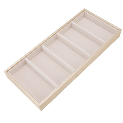 5 Grid Glasses Case Multifunction Space Saving 5 Slot Sunglasses Holder Storage Box Beige V1294-YM0523-3117220060814