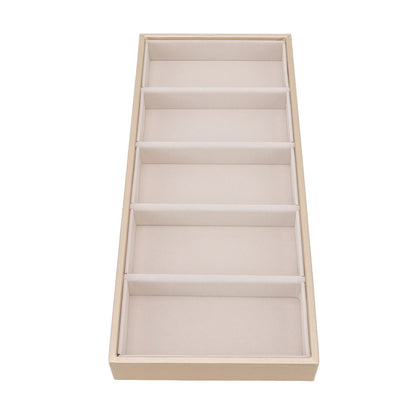 5 Grid Glasses Case Multifunction Space Saving 5 Slot Sunglasses Holder Storage Box Beige V1294-YM0523-3117220060814