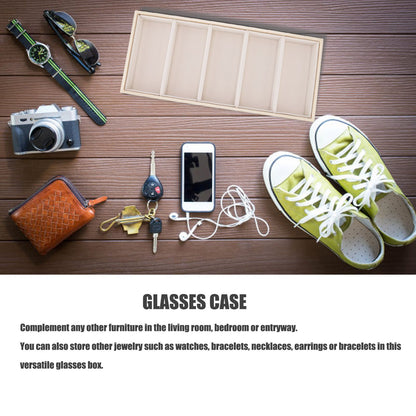 5 Grid Glasses Case Multifunction Space Saving 5 Slot Sunglasses Holder Storage Box Beige V1294-YM0523-3117220060814