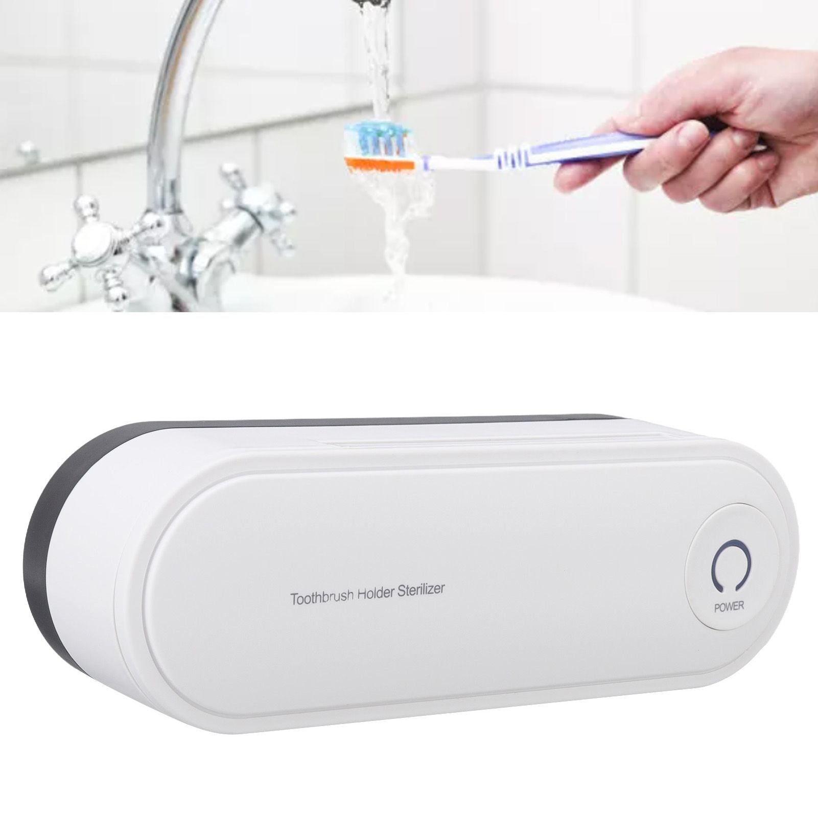 UV Toothbrush Sanitizer Sterilization Drying Battery Powered Toothbrush Sterilizer with Charging Cable for V1294-YM0523-3117220061911