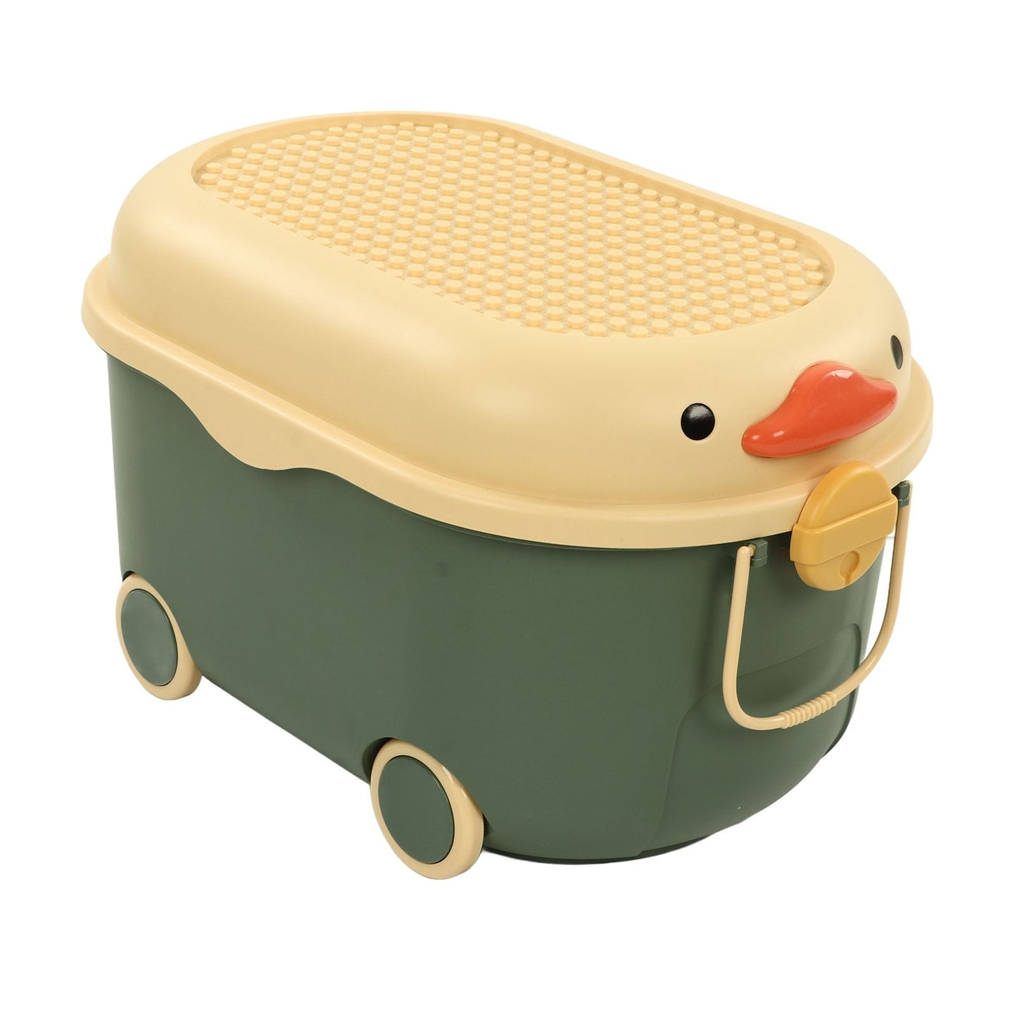 Toy Storage Box Multi Purpose Cute Duck Cover Plastic Clothes Organize Box with Wheel for Children Green V1294-YM0523-3117220062713
