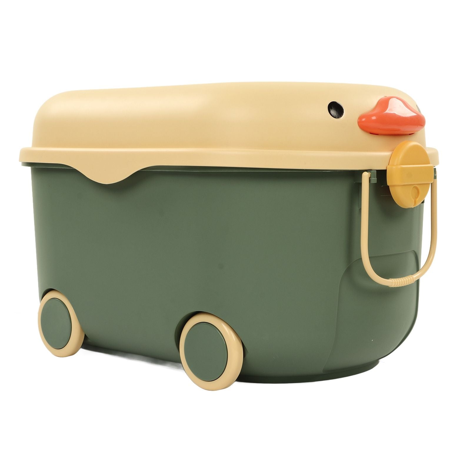 Toy Storage Box Multi Purpose Cute Duck Cover Plastic Clothes Organize Box with Wheel for Children Green V1294-YM0523-3117220062713