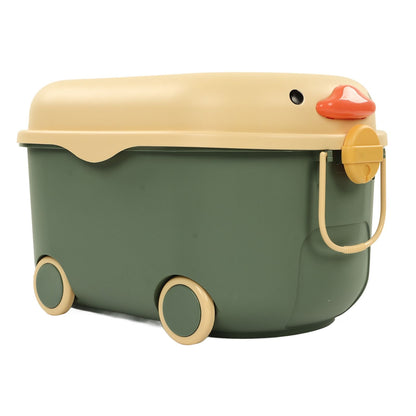 Toy Storage Box Multi Purpose Cute Duck Cover Plastic Clothes Organize Box with Wheel for Children Green V1294-YM0523-3117220062713