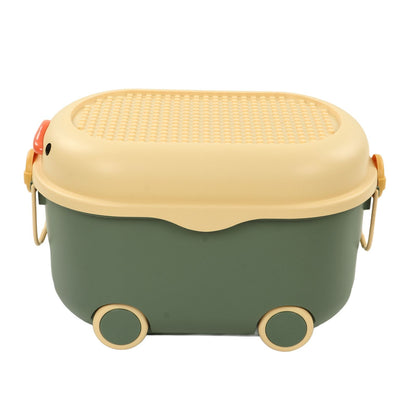 Toy Storage Box Multi Purpose Cute Duck Cover Plastic Clothes Organize Box with Wheel for Children Green V1294-YM0523-3117220062713