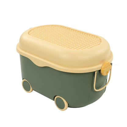 Toy Storage Box Multi Purpose Cute Duck Cover Plastic Clothes Organize Box with Wheel for Children Green V1294-YM0523-3117220062713