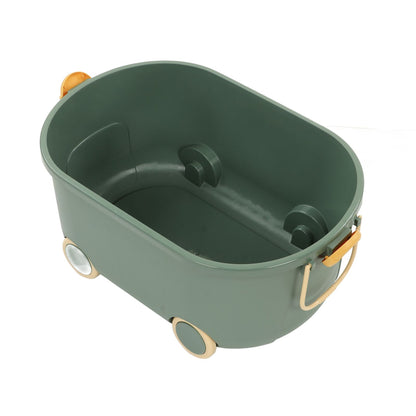 Toy Storage Box Multi Purpose Cute Duck Cover Plastic Clothes Organize Box with Wheel for Children Green V1294-YM0523-3117220062713