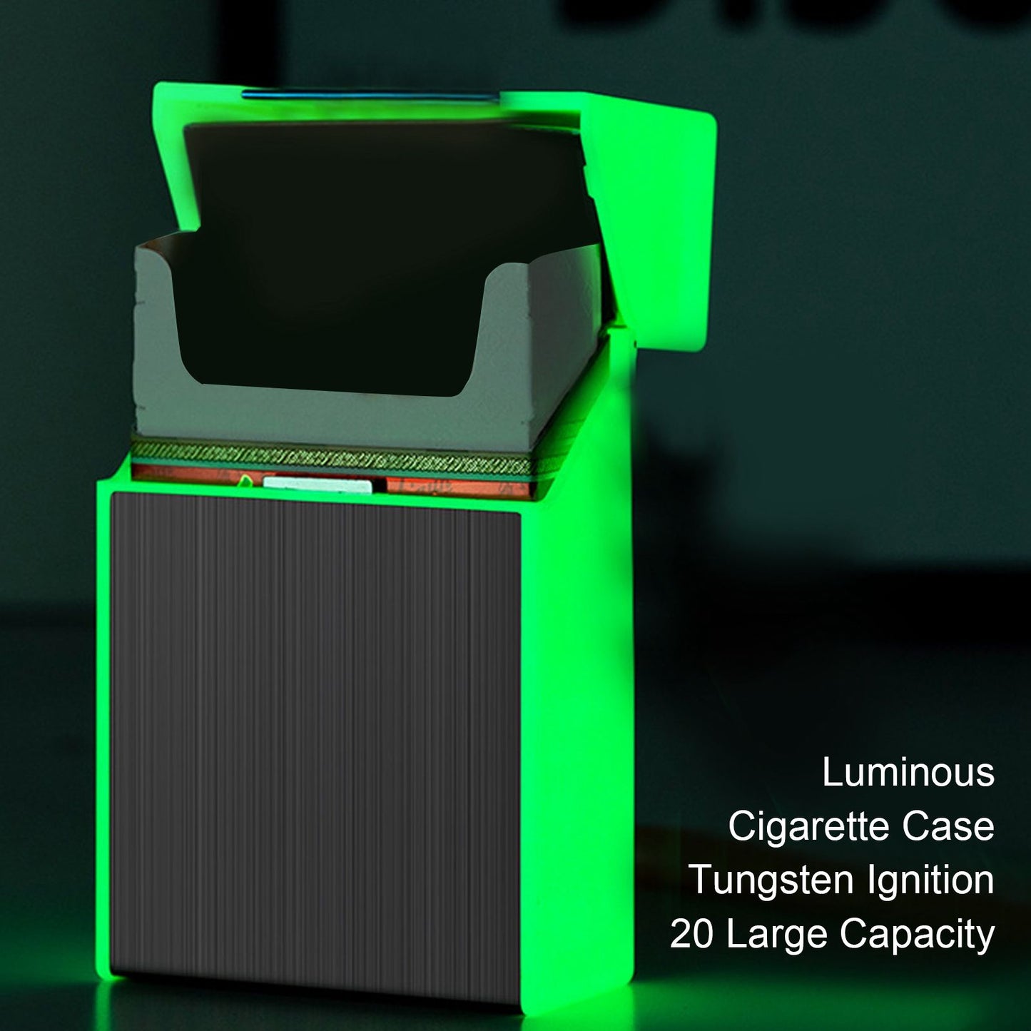 Luminous Cigarette Case USB Rechargeable Cigarette Box with Electric Lighter for Whole Package 20pcs 84-100mm V1294-YM0523-3117220062813