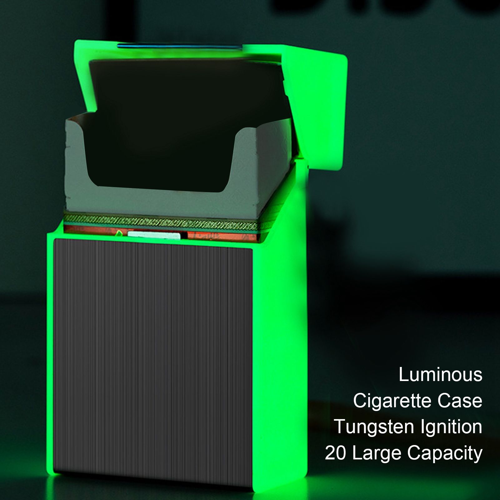 Luminous Cigarette Case USB Rechargeable Cigarette Box with Electric Lighter for Whole Package 20pcs 84-100mm V1294-YM0523-3117220062813