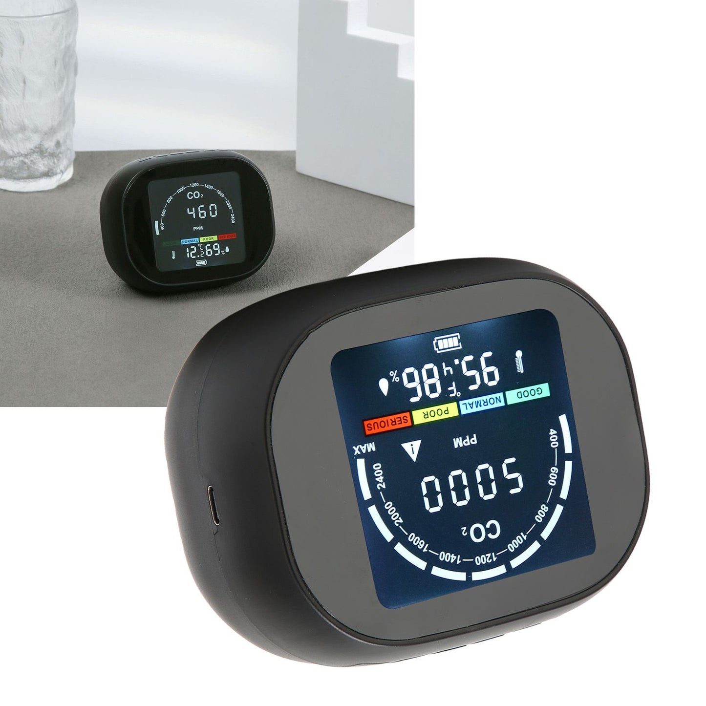Infrared CO2 Meter High Accuracy Clear Display Compact Infrared Thermometer Hygrometer with Alarm Function V1294-YM0523-3117220062911