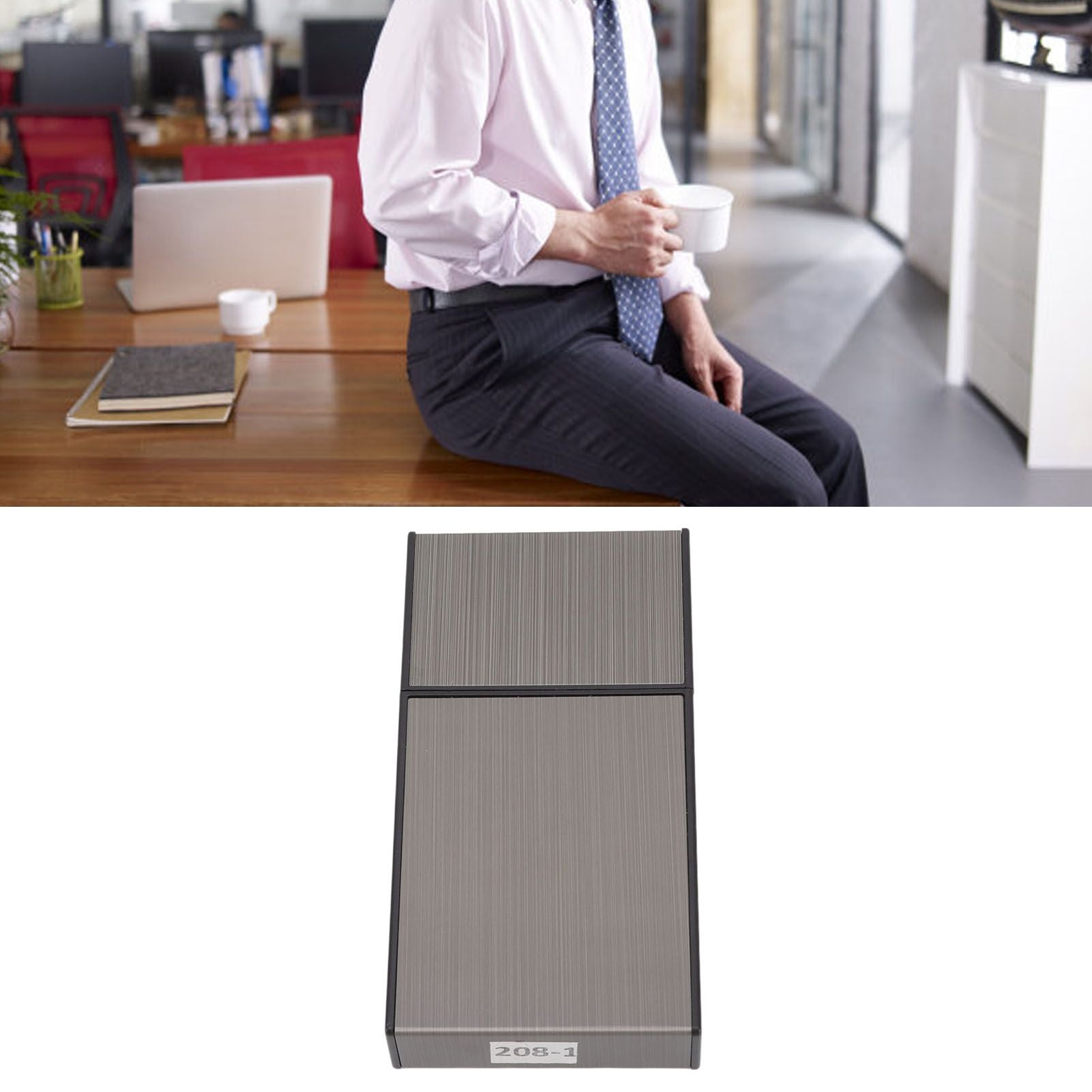 Anti Pressure Metal Cigarette Box Aluminum Alloy Thin Cigarette Holder Case for Bussiness Trip Black V1294-YM0523-3117220063211