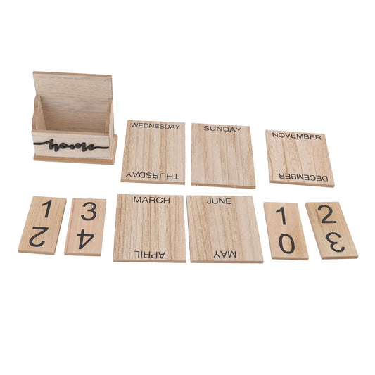 Wooden Perpetual Date Desk Calendar Manual Reusable Retro Beautiful Desktop Calendar Wood Block Calendar V1294-YM0523-3117220064311