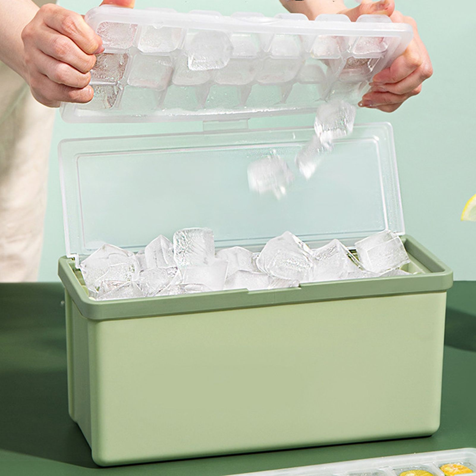 3 Layer Ice Cube Tray Large Capacity Easy Demoulding Pull Out Ice Cube Bin with Ice Shovel Lid for Yogurt V1294-YM0523-3117220065111