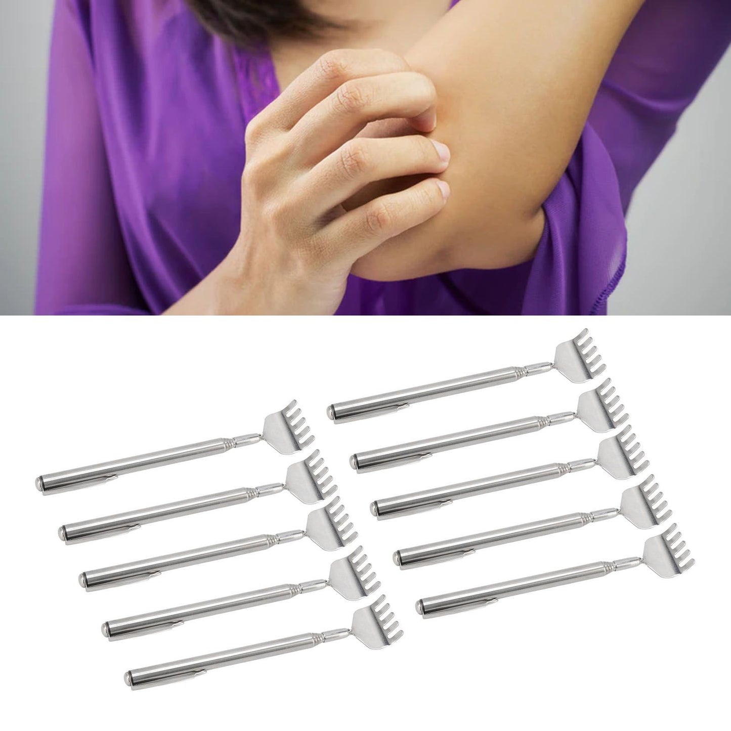 10pcs Back Scratcher Extendable Mini Portable Foldable Back Scratcher Telescoping with Pocket Clip for V1294-YM0523-3117220066211
