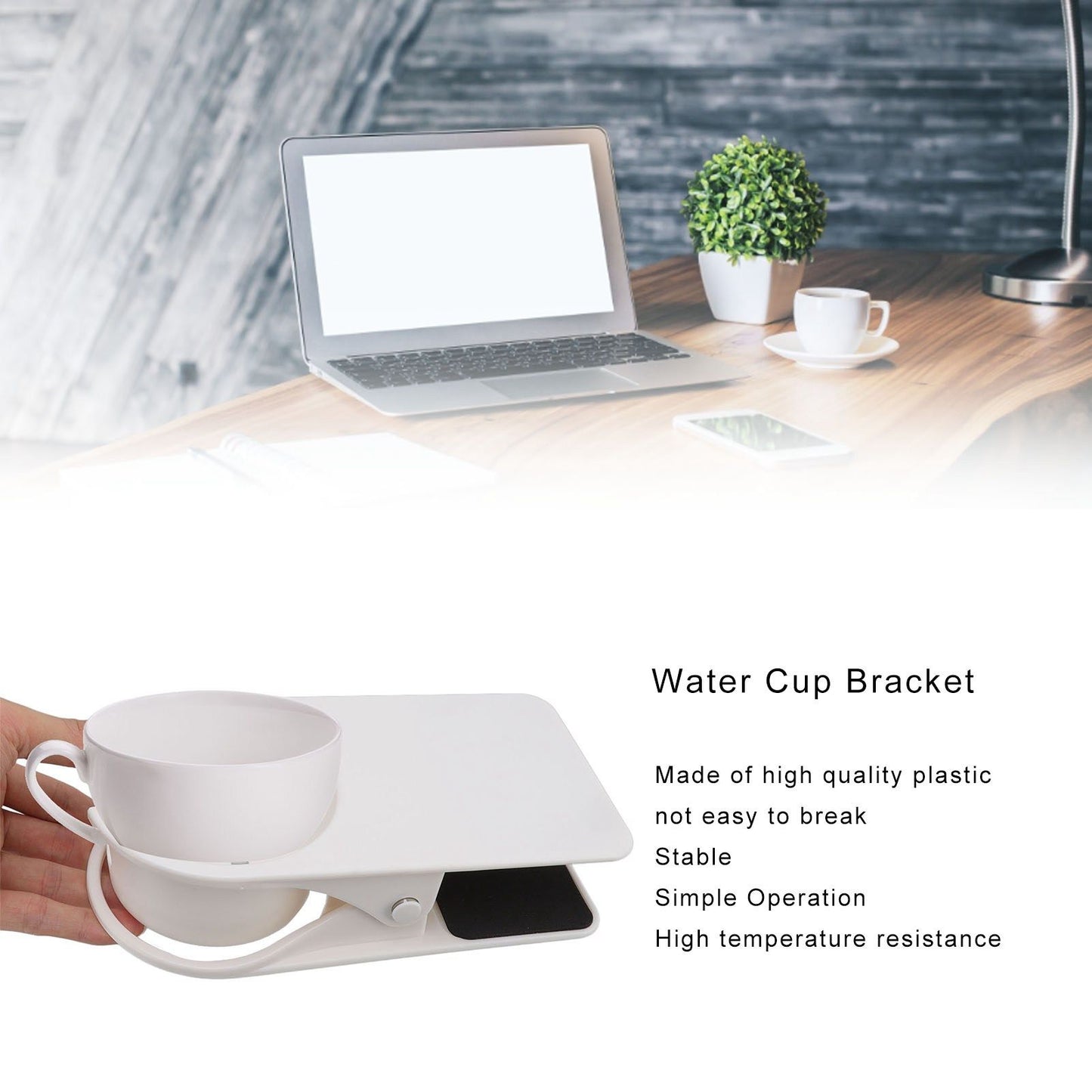 Water Cup Bracket Stable Multifunctional High Temperature Resistance Desktop Cup Holder for Home Office White V1294-YM0523-3117220066912
