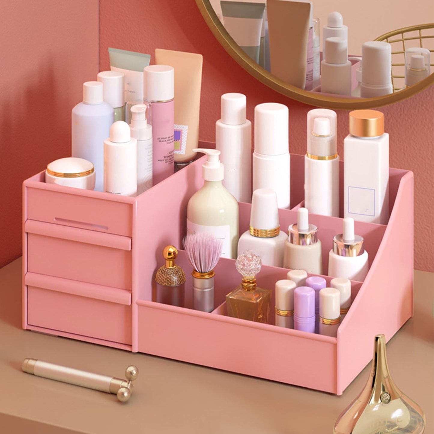 Makeup Storage Case Plastic Cosmetic Drawer Storage Box Multifunctional Storage Drawers for Bathroom Counter V1294-YM0523-3117220068514