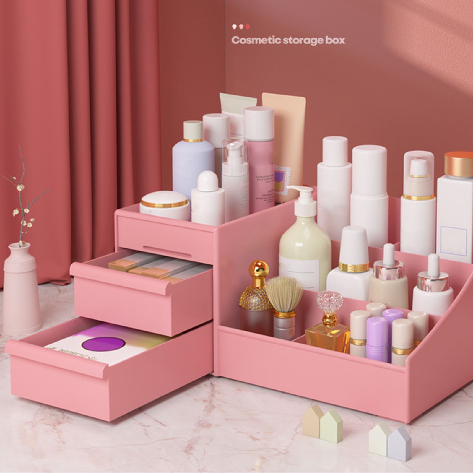 Makeup Storage Case Plastic Cosmetic Drawer Storage Box Multifunctional Storage Drawers for Bathroom Counter V1294-YM0523-3117220068514