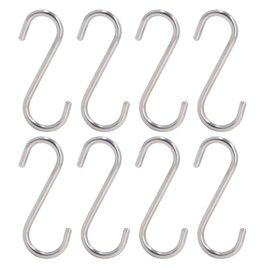 8PCS S Hook Rustproof Stainless Steel S Hooks Heavy Duty Simple Style Overstriking Portable S Kitchen Hook V1294-YM0523-3117220069311