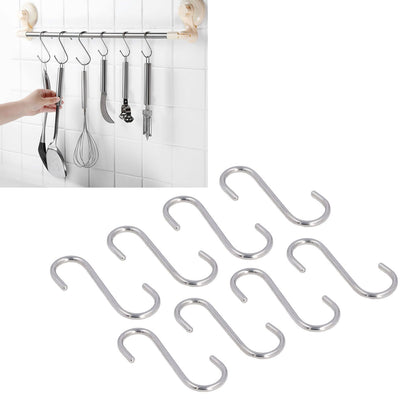 8PCS S Hook Rustproof Stainless Steel S Hooks Heavy Duty Simple Style Overstriking Portable S Kitchen Hook V1294-YM0523-3117220069311