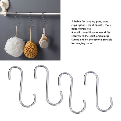8PCS S Hook Rustproof Stainless Steel S Hooks Heavy Duty Simple Style Overstriking Portable S Kitchen Hook V1294-YM0523-3117220069311