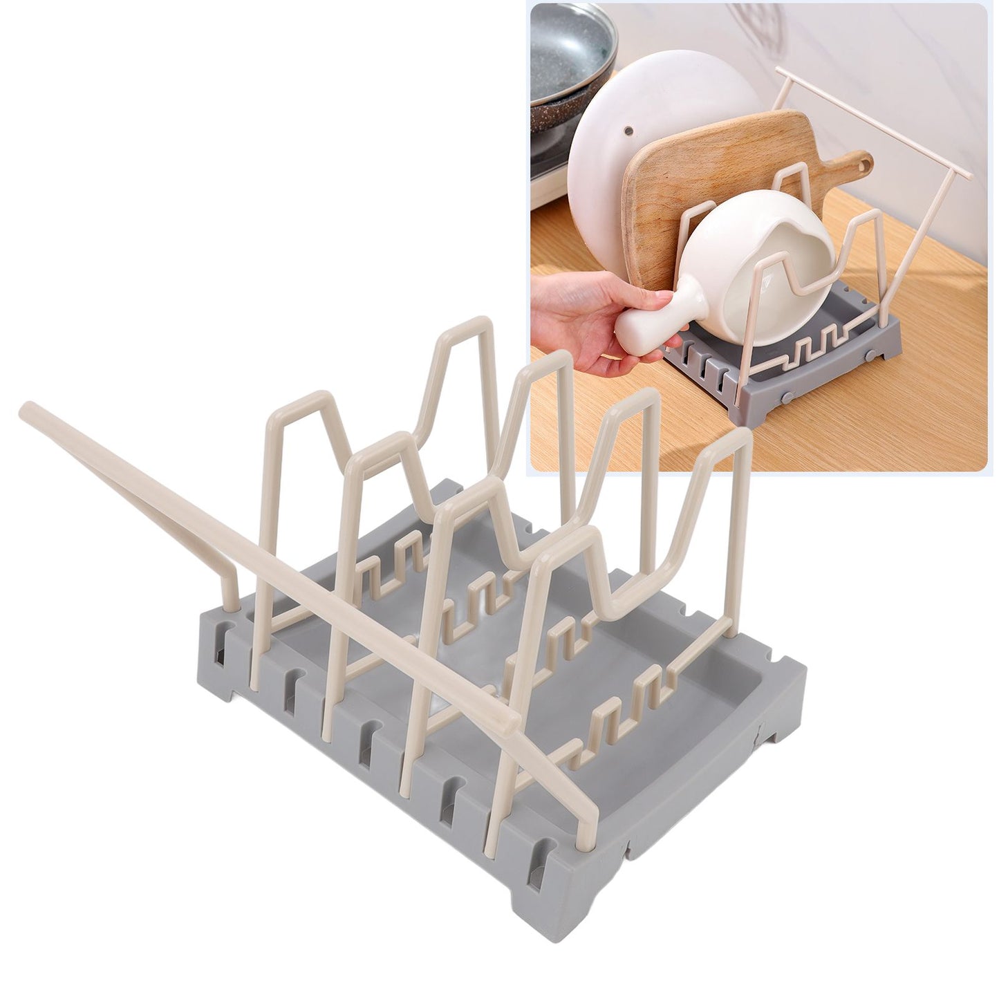 Pot Lid Holder Durable PP Space Saving Stable Nonslip Base Wide Application Cutting Board Organizer Type B V1294-YM0523-3117220069612