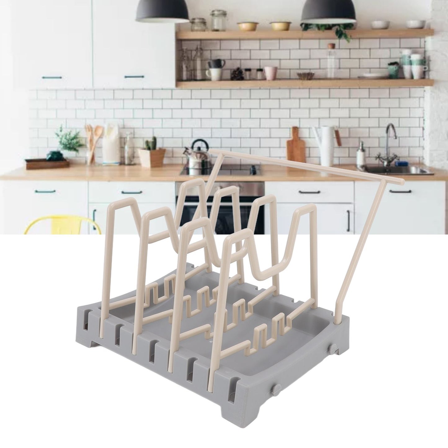 Pot Lid Holder Durable PP Space Saving Stable Nonslip Base Wide Application Cutting Board Organizer Type B V1294-YM0523-3117220069612